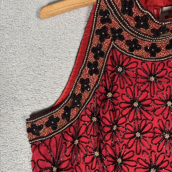 Papell Boutique Halter Top Women’s Size L Red Silk Dark Fairy Romantic Goth Vamp - Picture 8 of 16